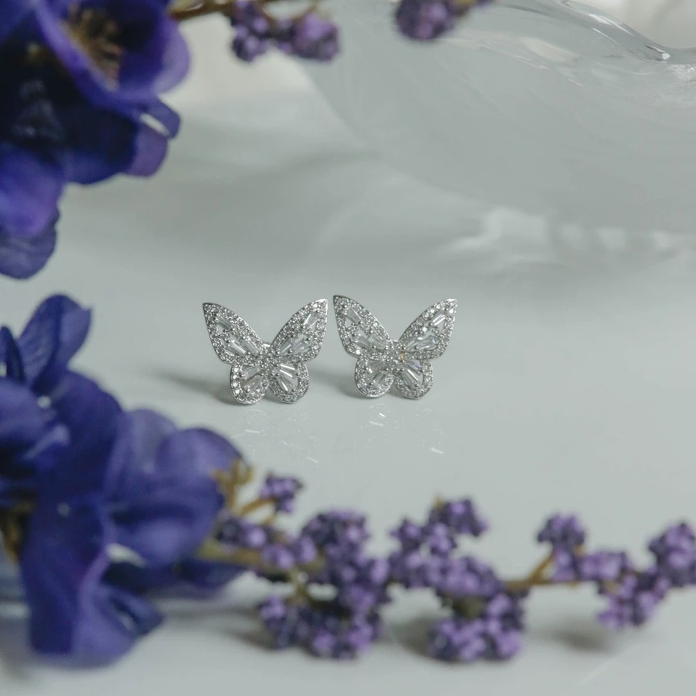 2 for $50💕 Sterling, Zircon, Butterfly Earrings - Picture 4 of 7